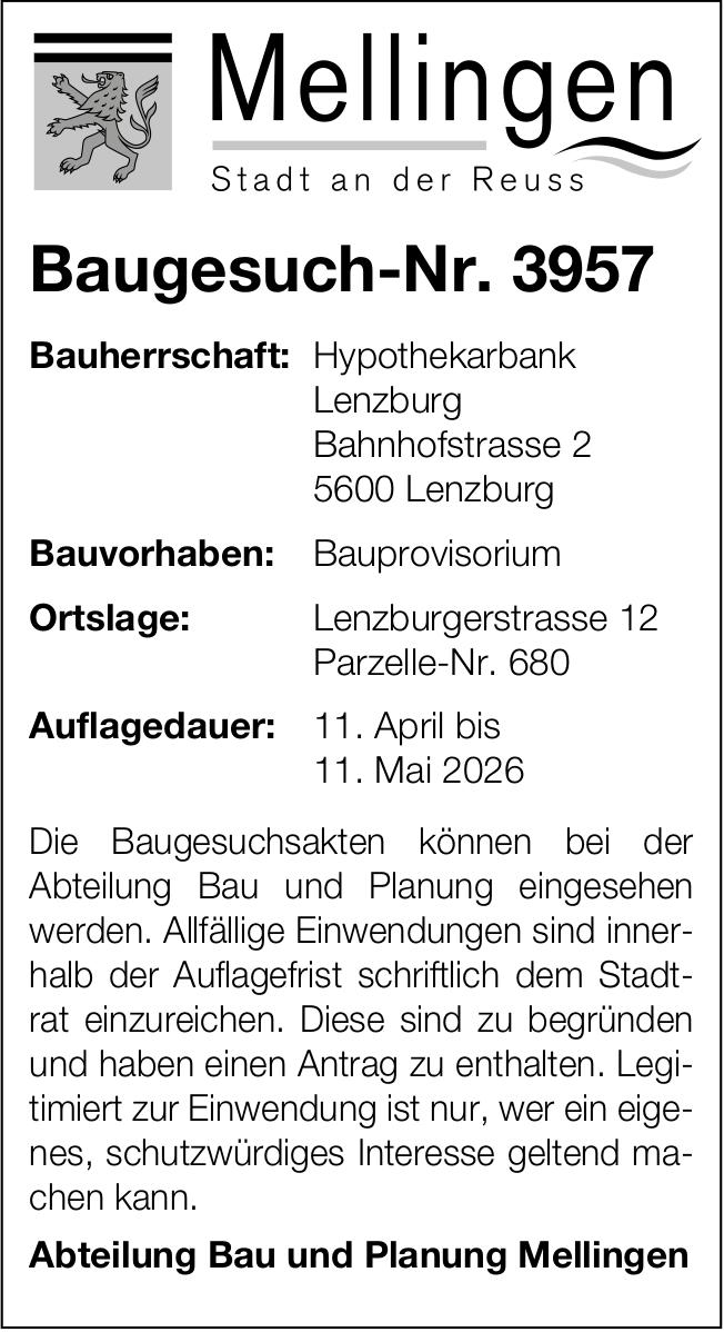 Baugesuche, Mellingen