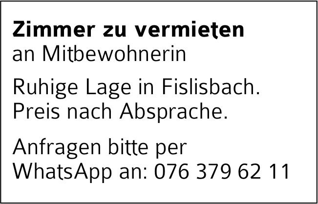 Zimmer zu vermieten, Fislisbach, zu vermieten
