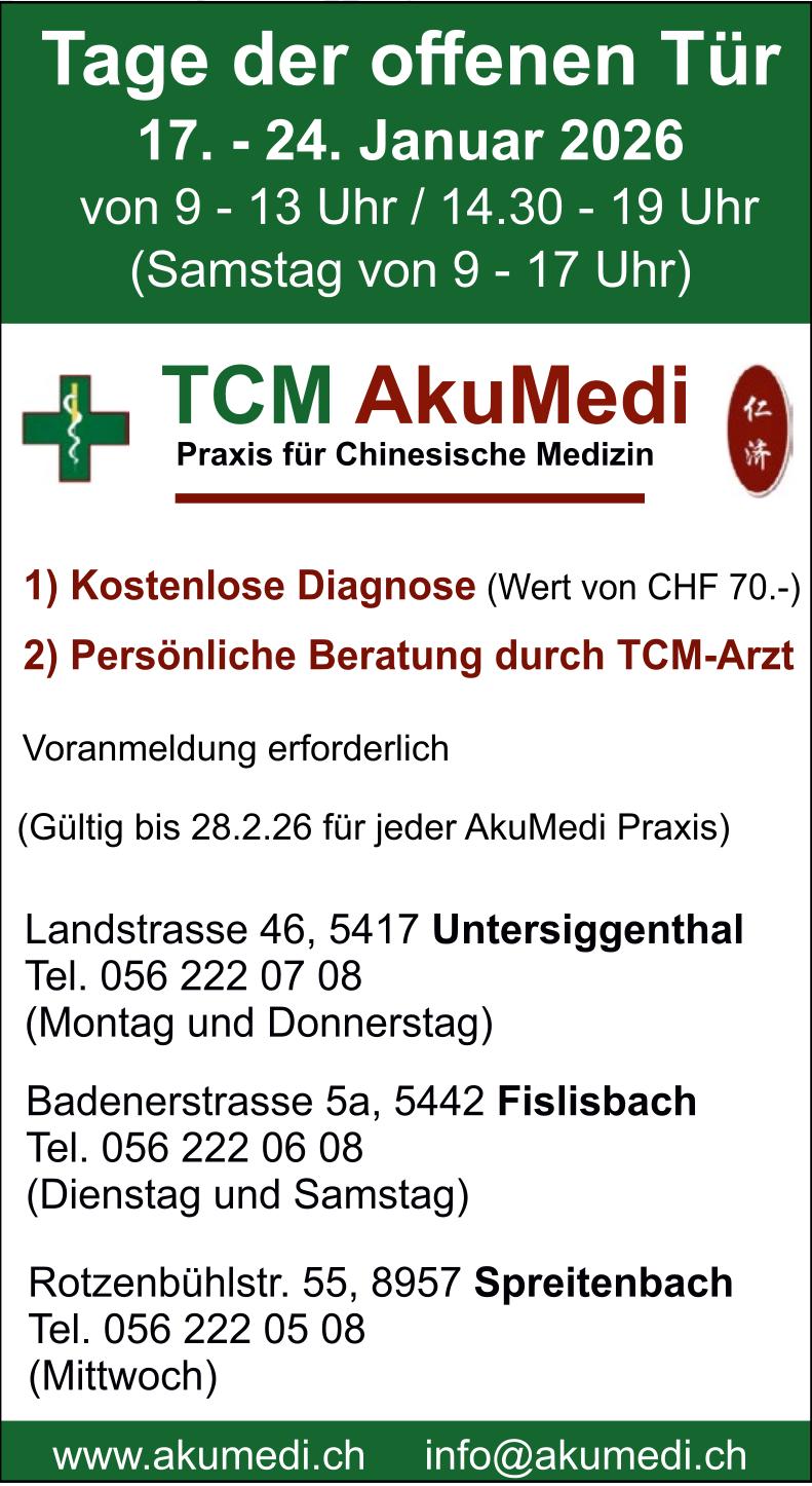 TCM AkuMedi - Praxis für Chinesische Medizin, Untersiggenthal / Fislisbach / Spreitenbach