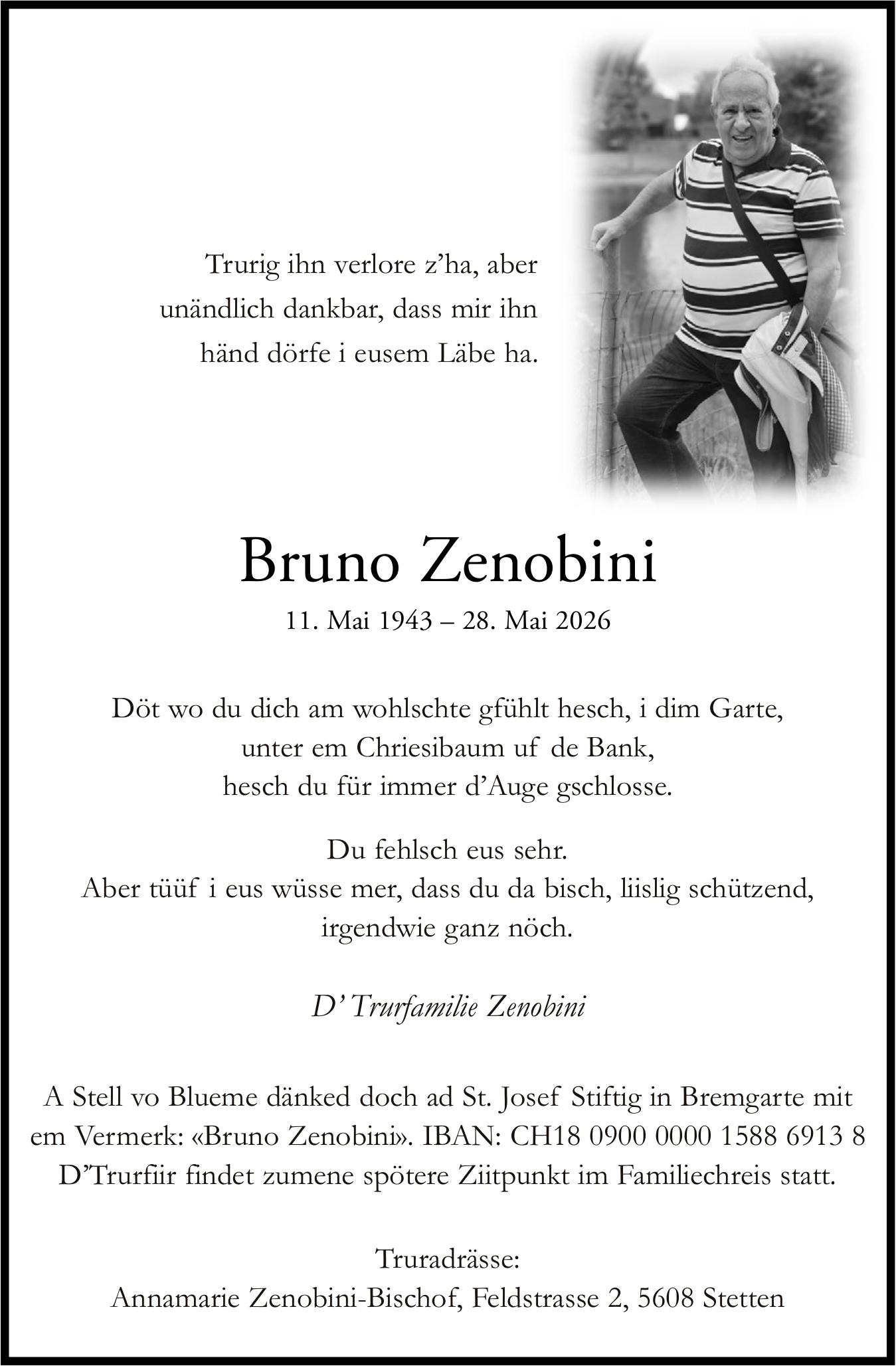 Bruno Zenobini, Mai 2026 / TA
