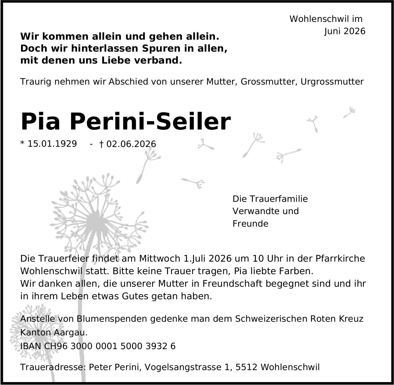Pia Perini-Seiler, Juni 2026 / TA