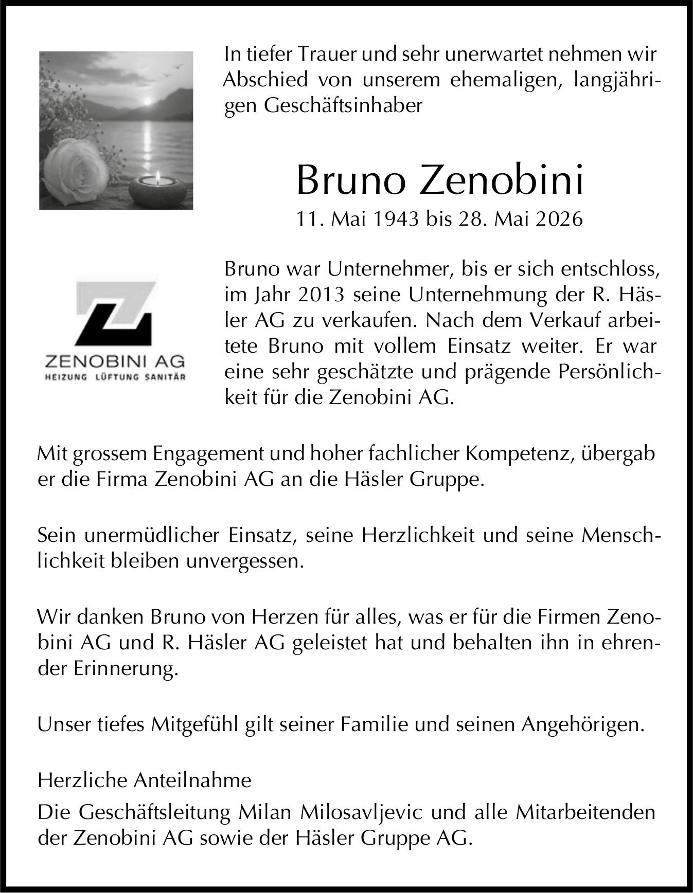 Bruno Zenobini, Mai 2026 / TA