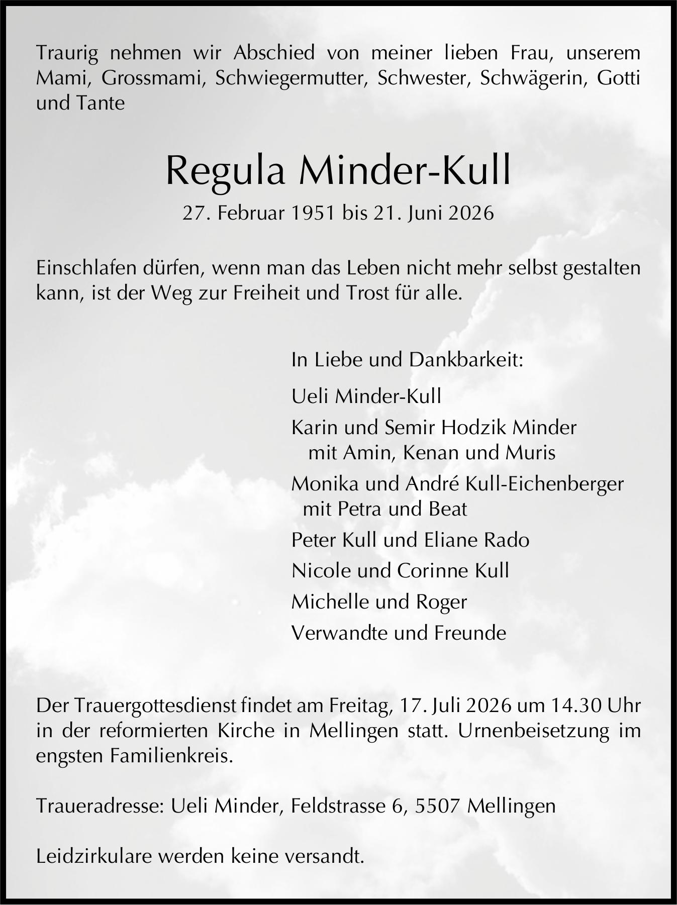Regula Minder-Kull, Juni 2026 / TA