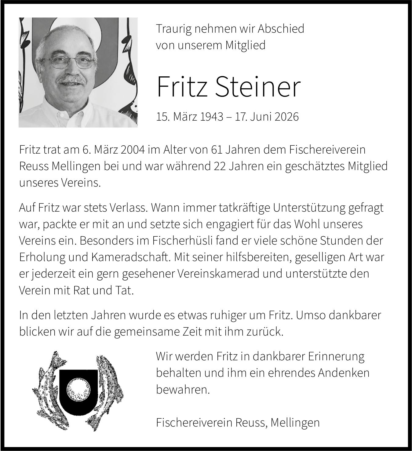 Fritz Steiner, Juni 2026 / TA