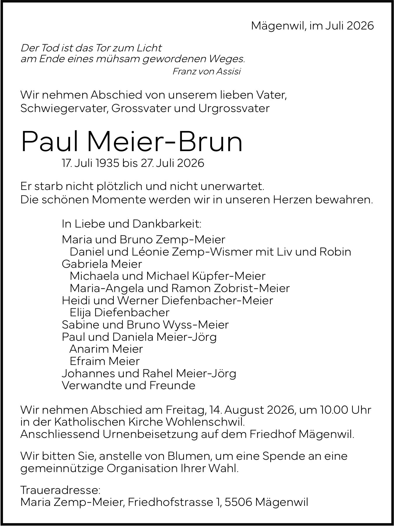 Paul Meier-Brun, Juli 2026 / TA