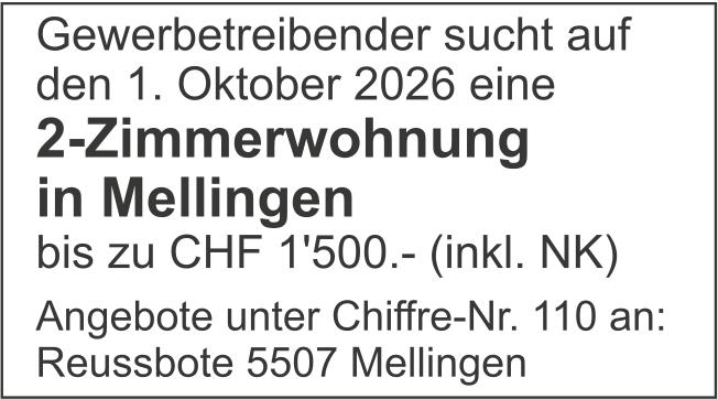 2-Zimmerwohnung in Mellingen, zu mieten gesucht