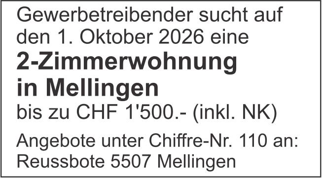 2-Zimmerwohnung in Mellingen, zu mieten gesucht