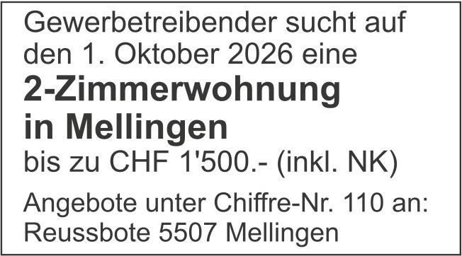 2-Zimmerwohnung in Mellingen, zu mieten gesucht