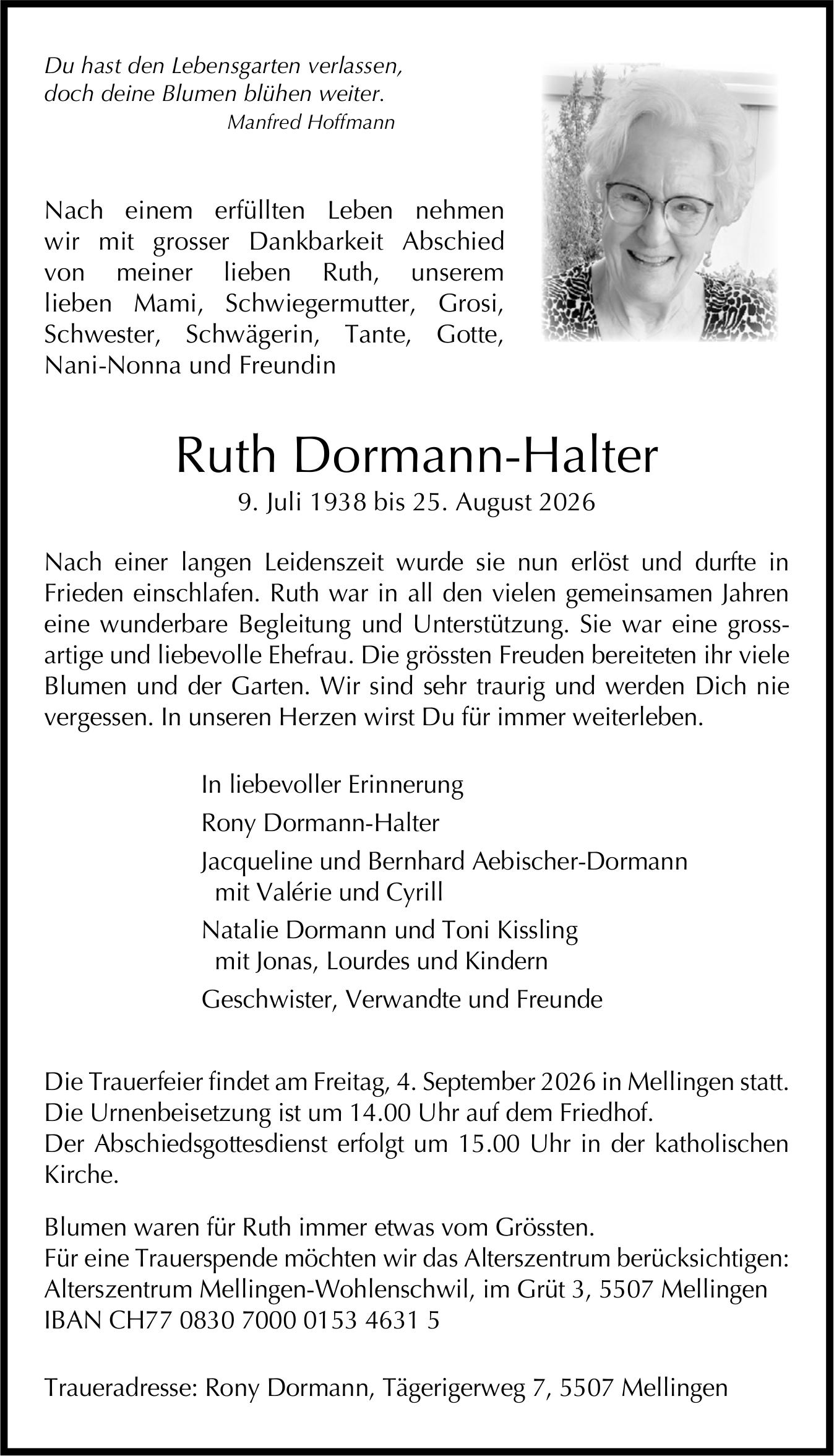 Ruth Dormann-Halter, August 2026 / TA