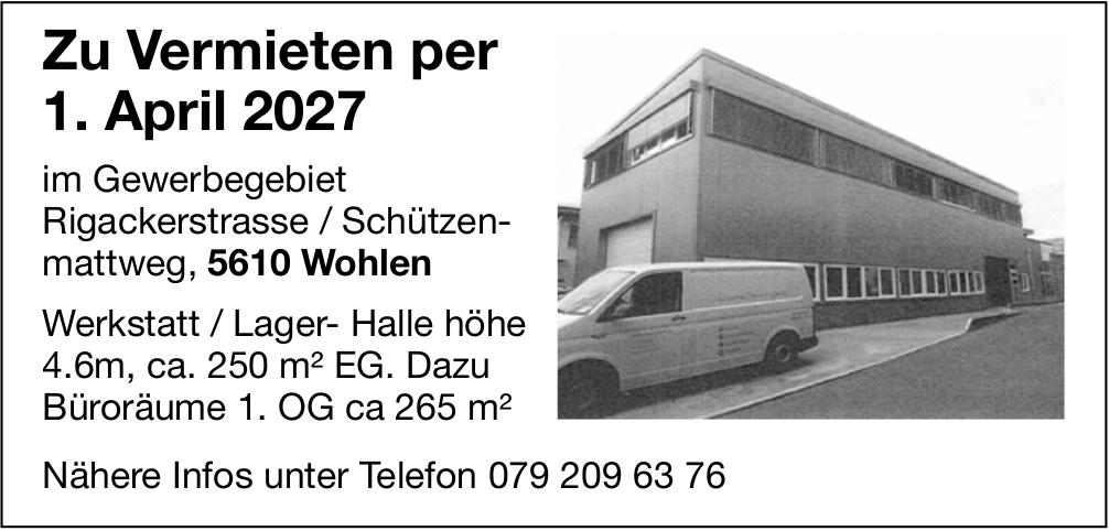 Werkstatt / Lager-Halle höhe 4.6m, Wohlen, zu vermieten
