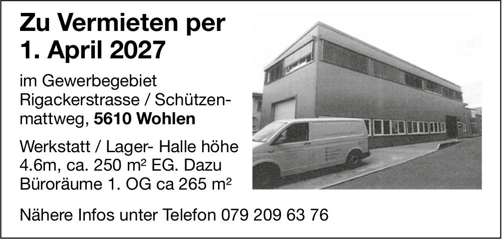 Werkstatt / Lager-Halle höhe 4.6m, Wohlen, zu vermieten