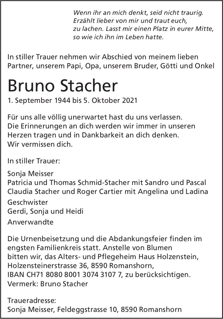 Stacher Bruno, im Oktober 2021 / TA