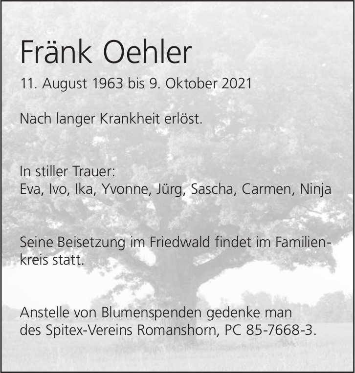 Oehler Fränk, im Oktober 2021 / TA