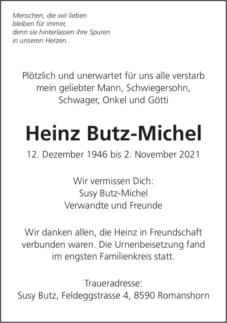 Butz-Michel Heinz, November 2021 / TA
