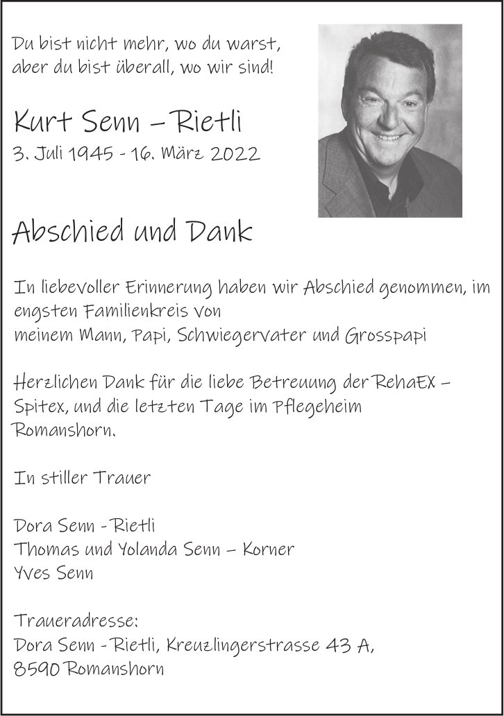 Kurt Senn–Rietli, März 2022 / TA