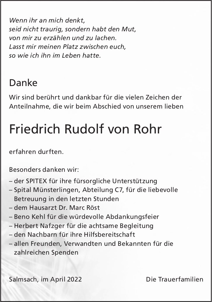 Friedrich Rudolf von Rohr, im April 2022 / DS