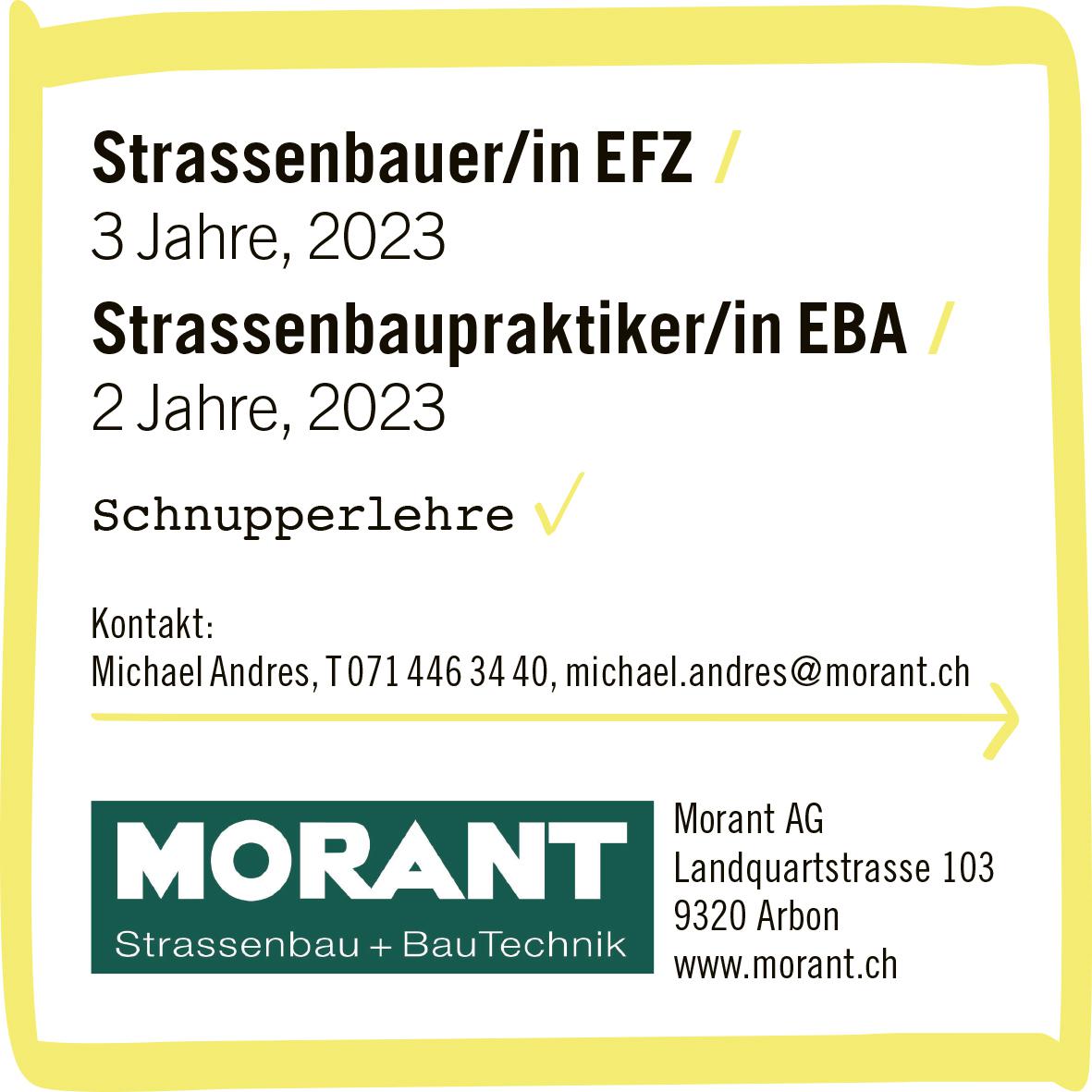 Morant AG, Arbon - Strassenbauer/in EFZ / Strassenbaupraktiker/in EBA /