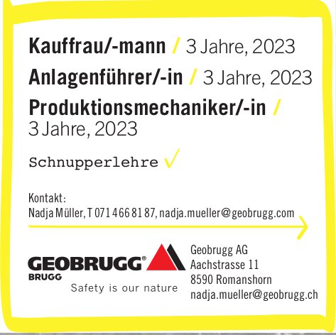 Geobrugg AG, Romanshorn - Kauffrau/-mann / Anlagenführer/-in / Produktionsmechaniker/-in /