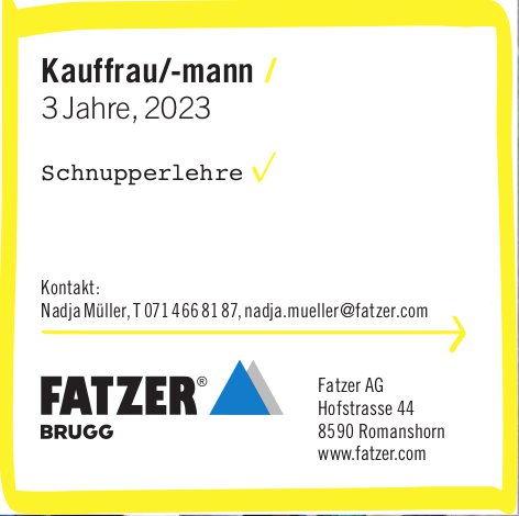 Fatzer AG, Romanshorn - Kauffrau/-mann /