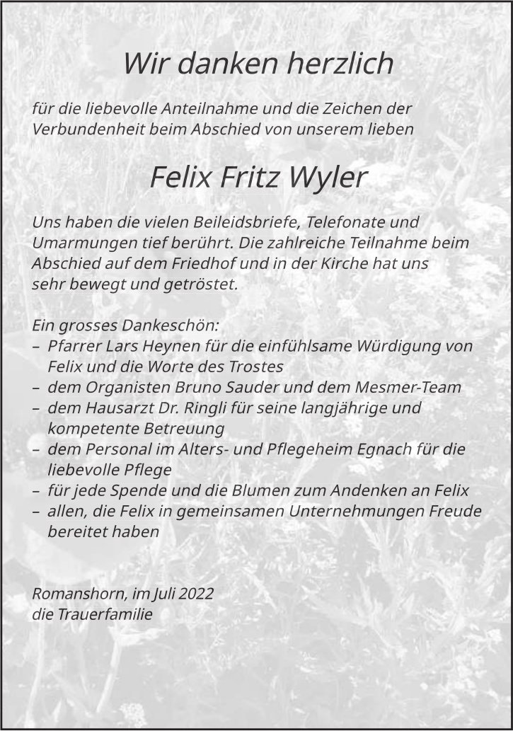 Wyler Felix Fritz, im Juli 2022 / DS
