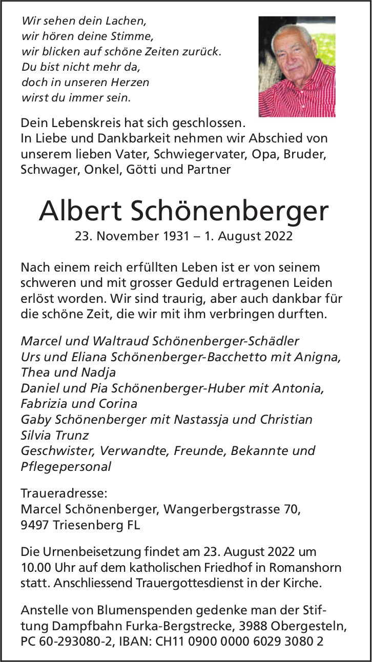 Schönenberger Albert, August 2022 / TA