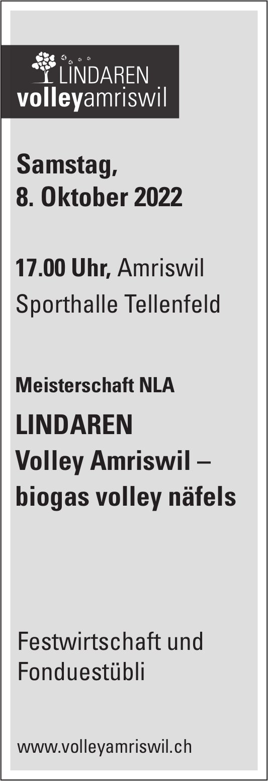 Lindaren Volley Amriswil–biogas volley näfels, 8. Oktober, Sporthalle Tellenfeld