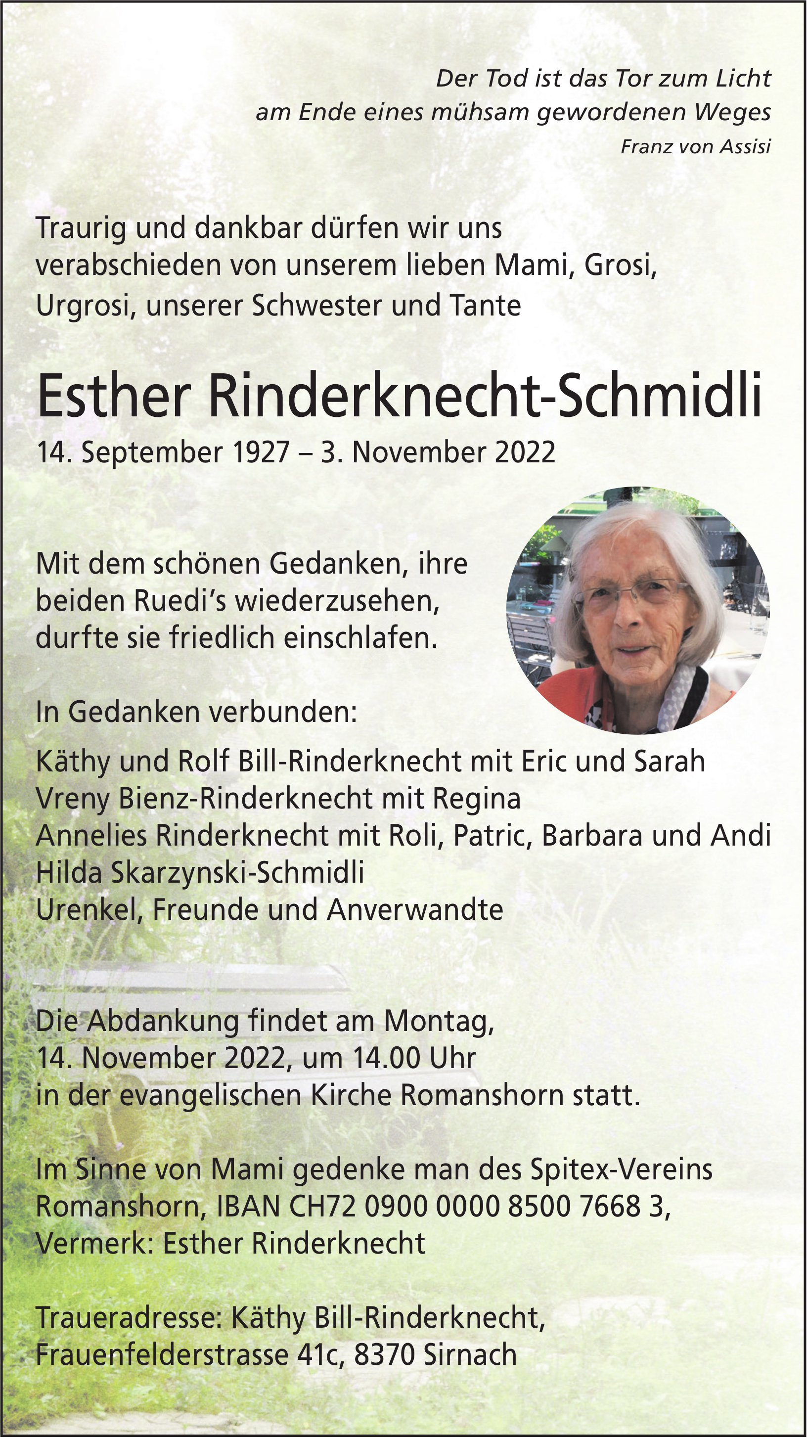 Rinderknecht-Schmidli Esther, November 2022 / TA
