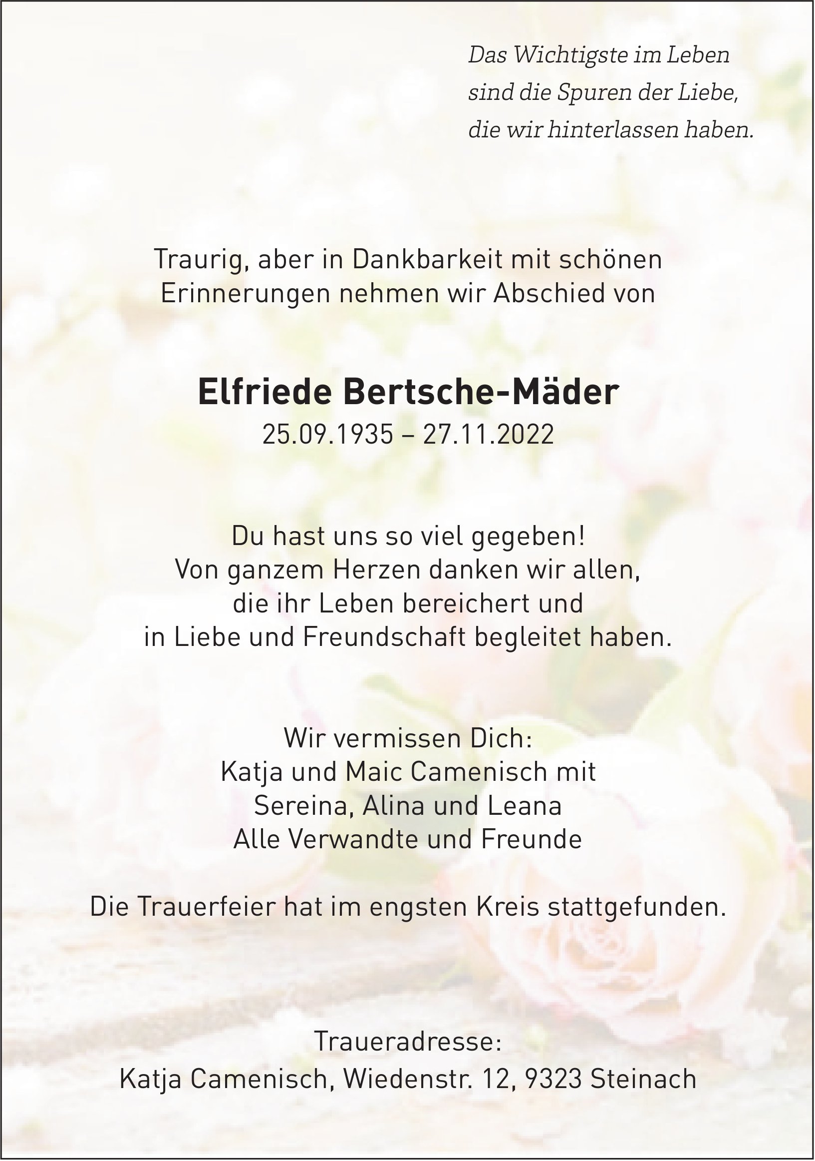 Elfriede Bertsche-Mäder, November 2022 / TA