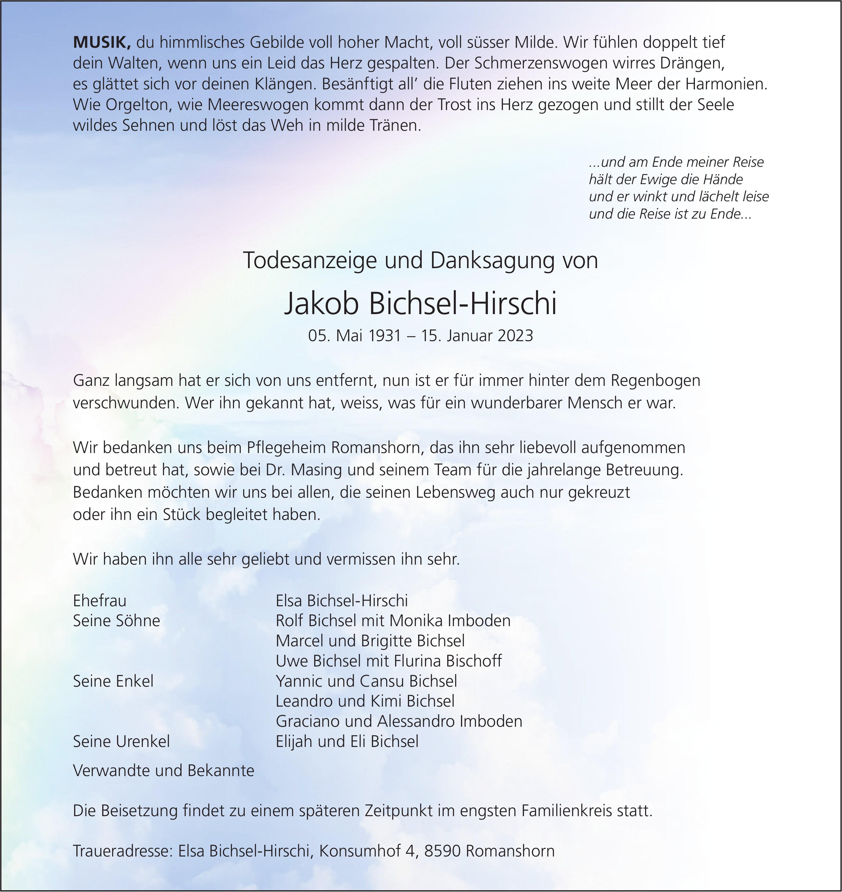 Bichsel-Hirschi Jakob, Januar 2023 / TA