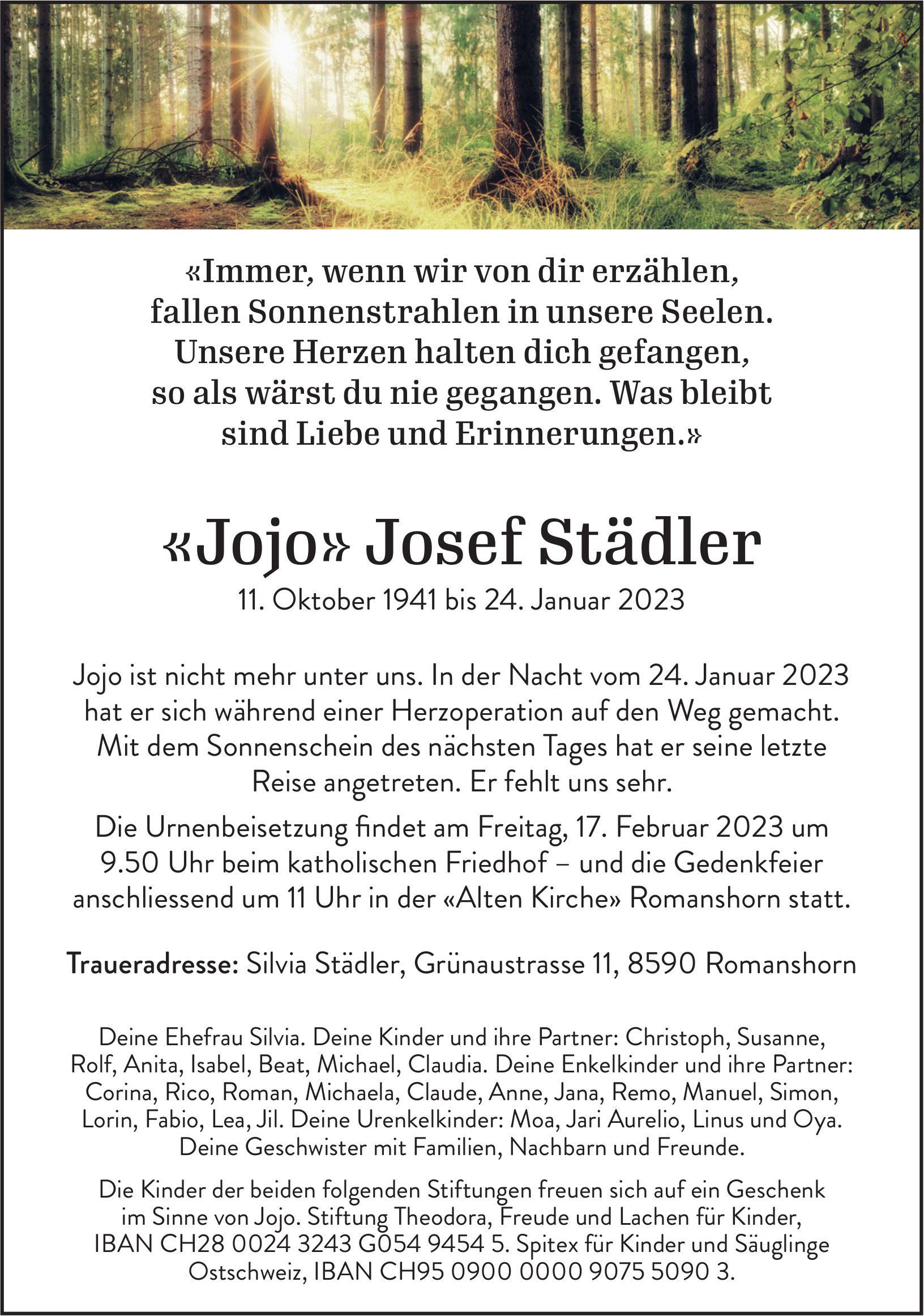«Jojo» Josef Städler, Januar 2023 / TA