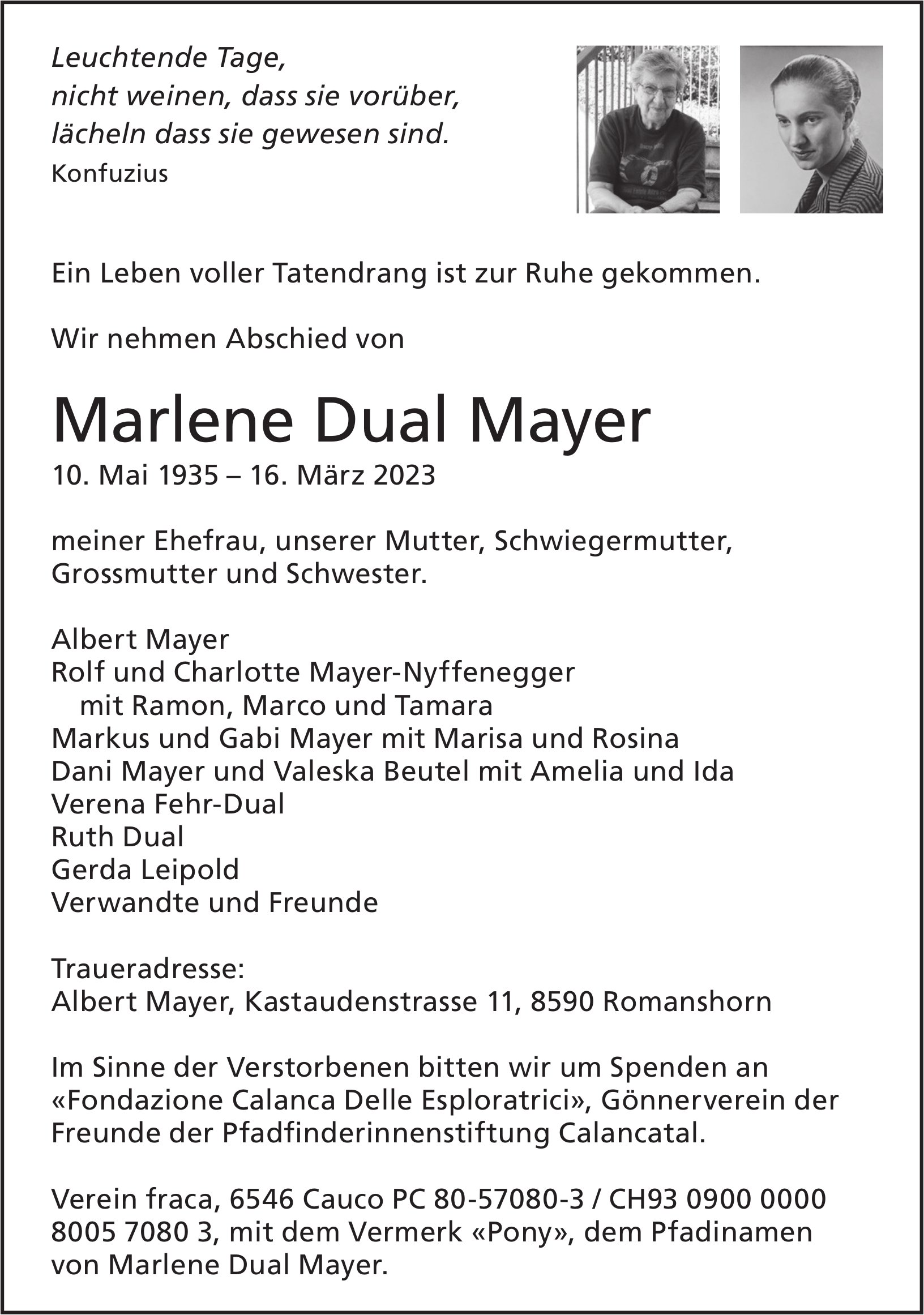 Mayer Marlene Dual, März 2023 / TA