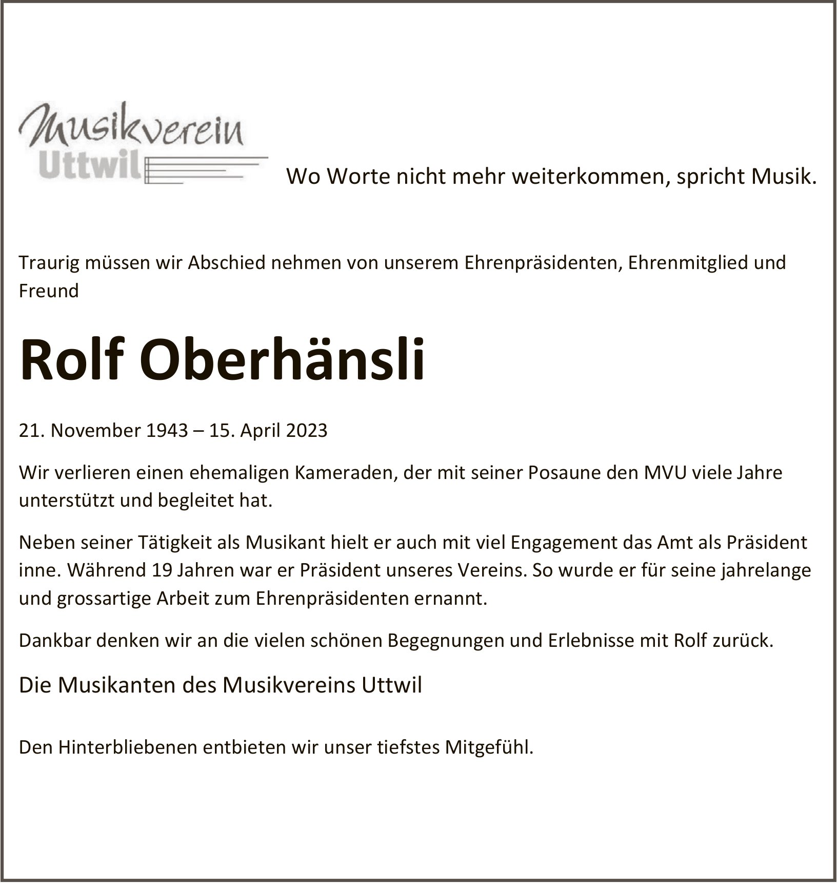 Oberhänsli Rolf, April 2023 / TA