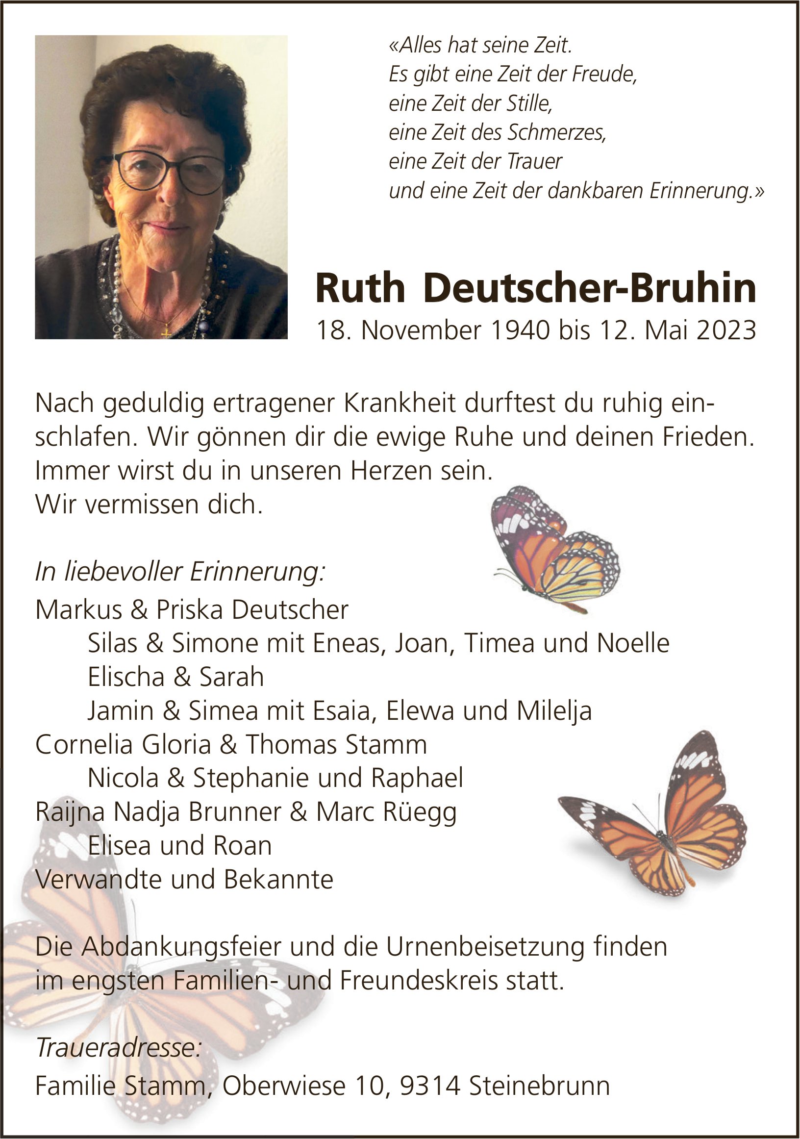 Deutscher-Bruhin Ruth, Mai 2023 / TA