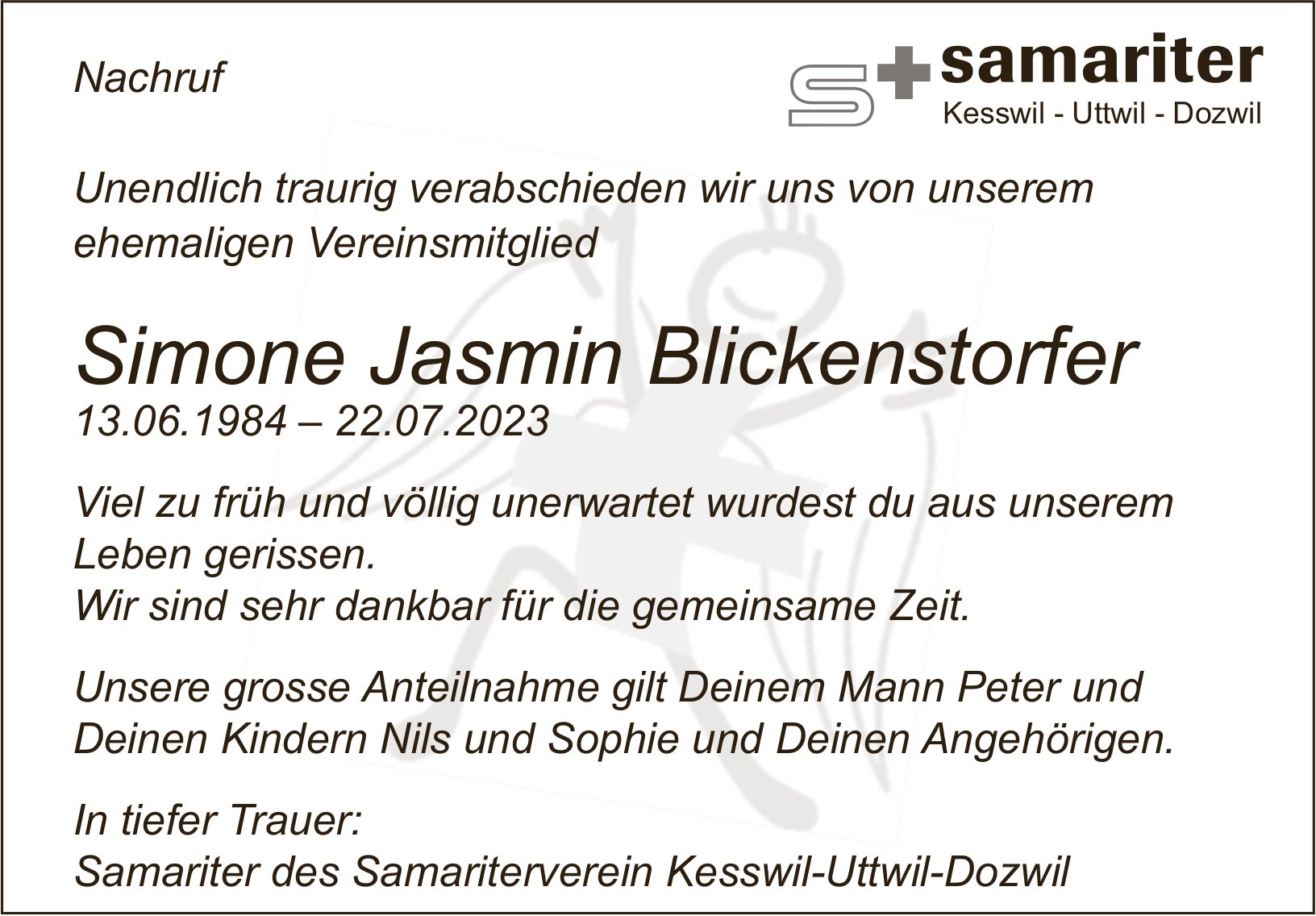 Blickenstorfer Simone Jasmin, Juli 2023 / TA