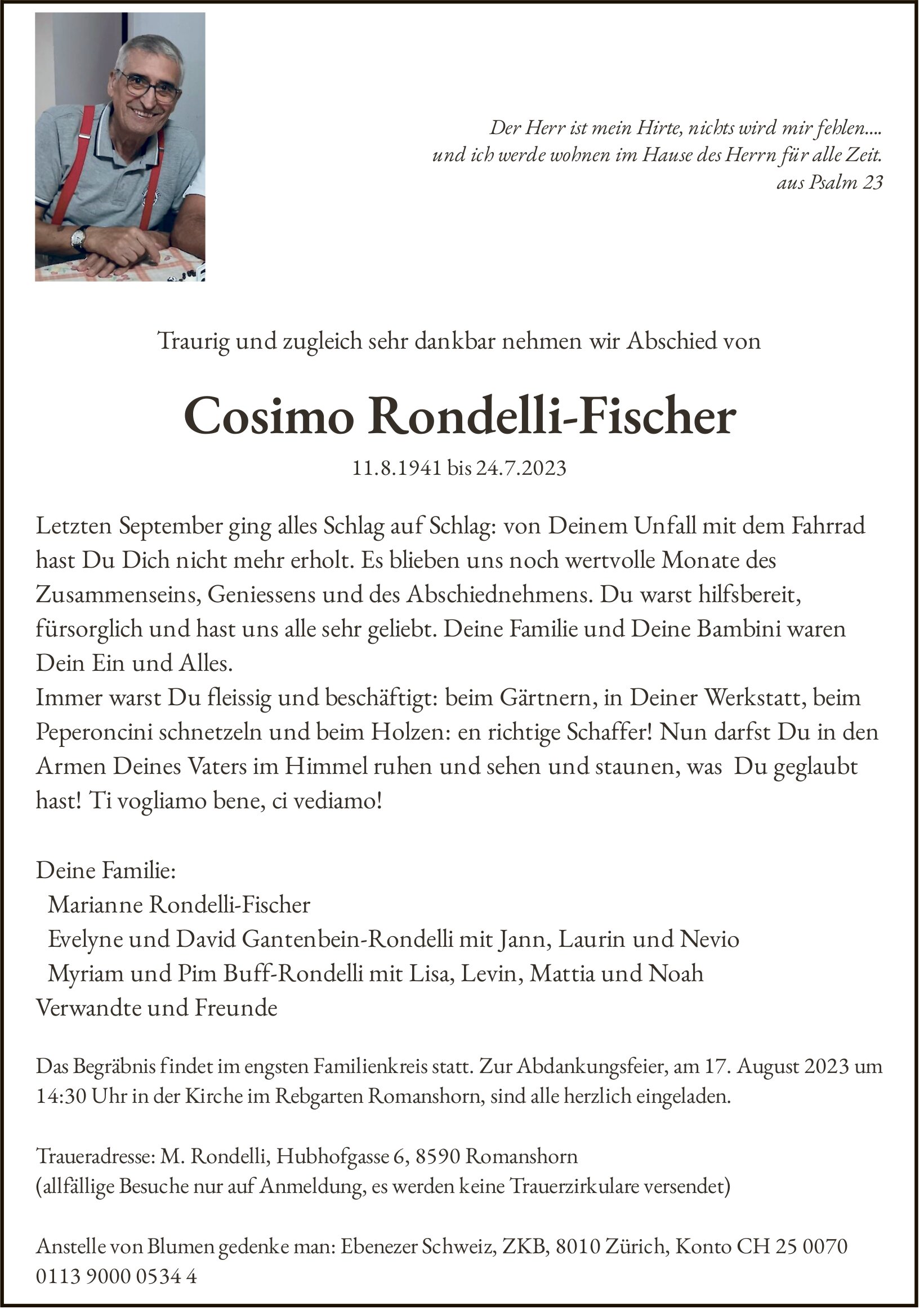 Rondelli-Fischer Cosimo, Juli 2023 / TA