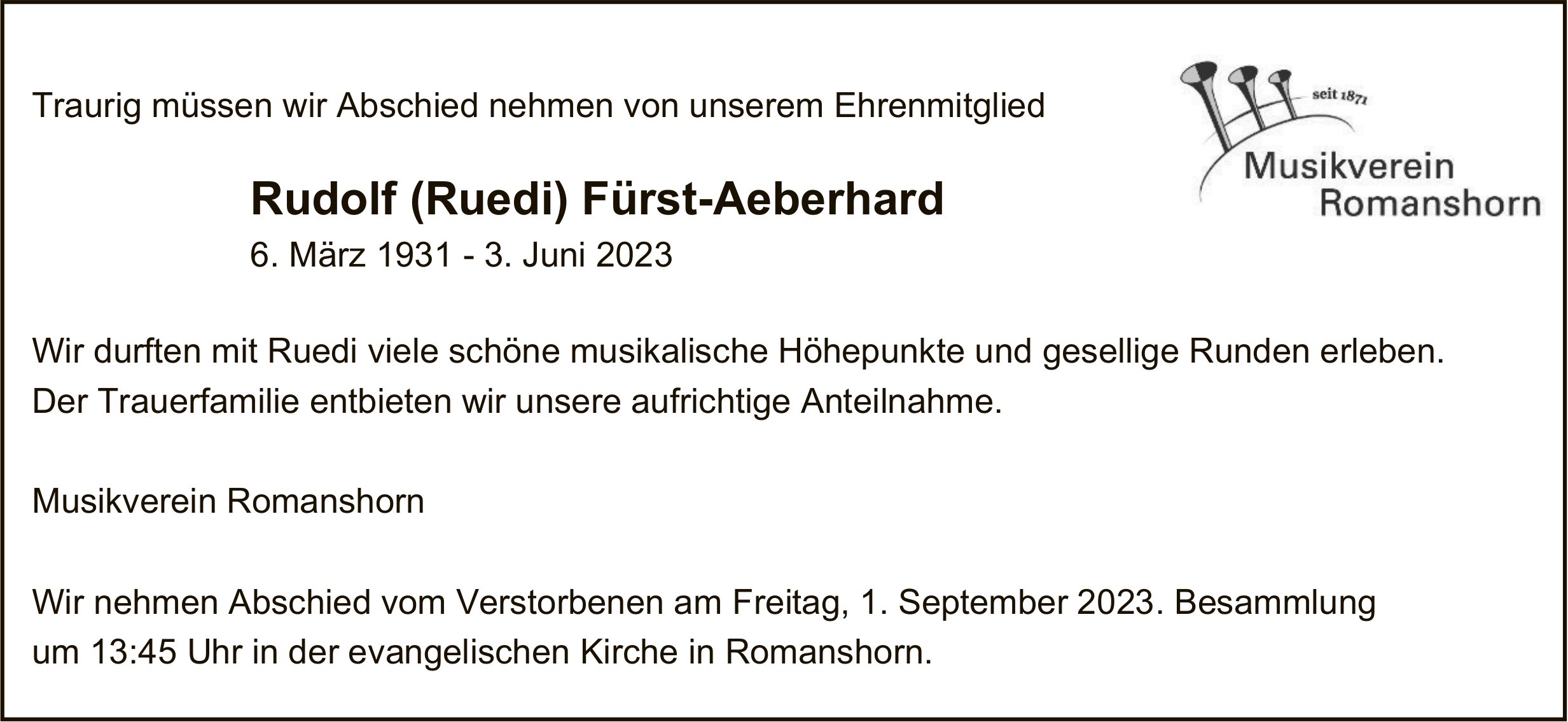 Rudolf (Ruedi) Fürst-Aeberhard / TA