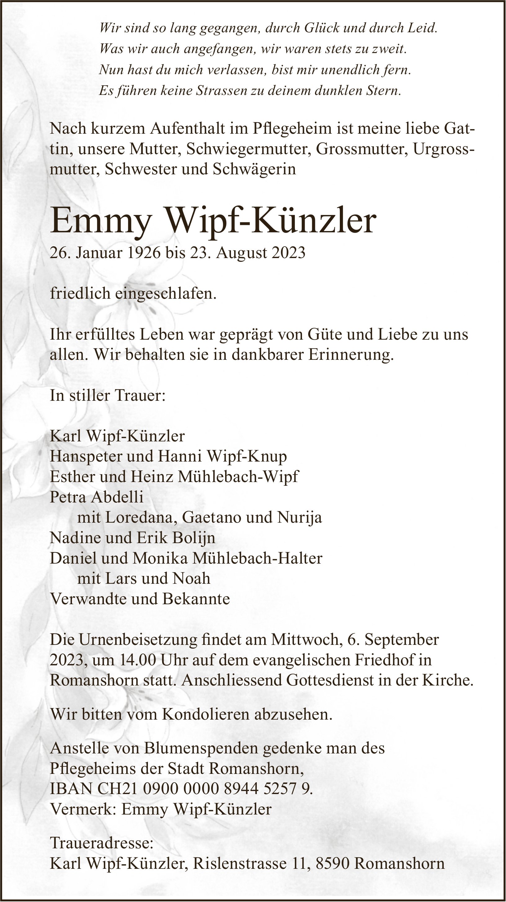 Wipf-Künzler Emmy, August 2023 / TA