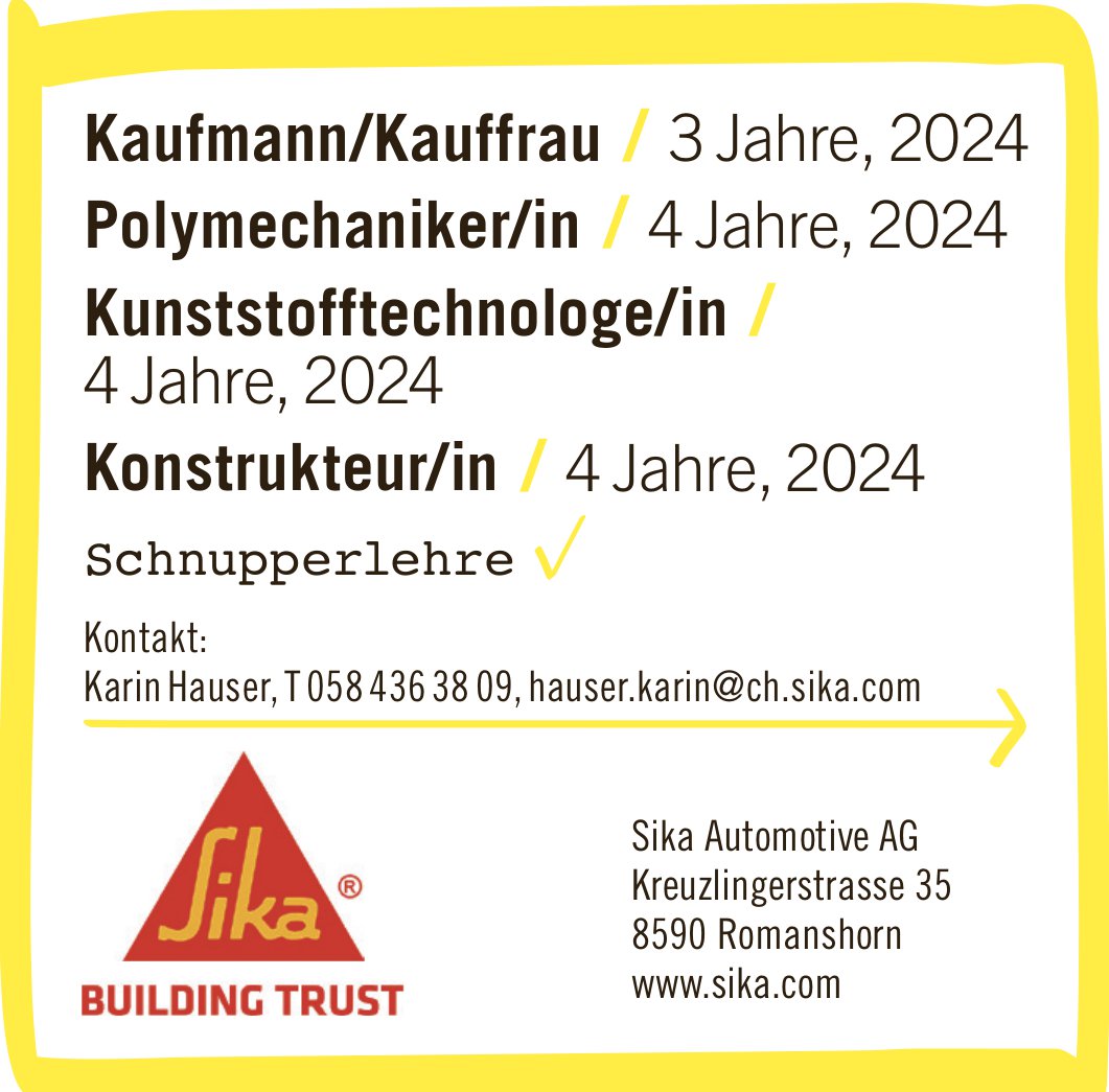 Sika Automotive AG, Romanshorn - Kaufmann/Kauffrau