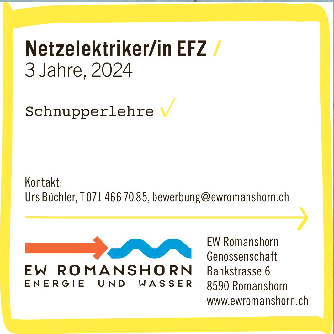 EW Romanshorn Genossenschaft, Netzelektriker/in EFZ /