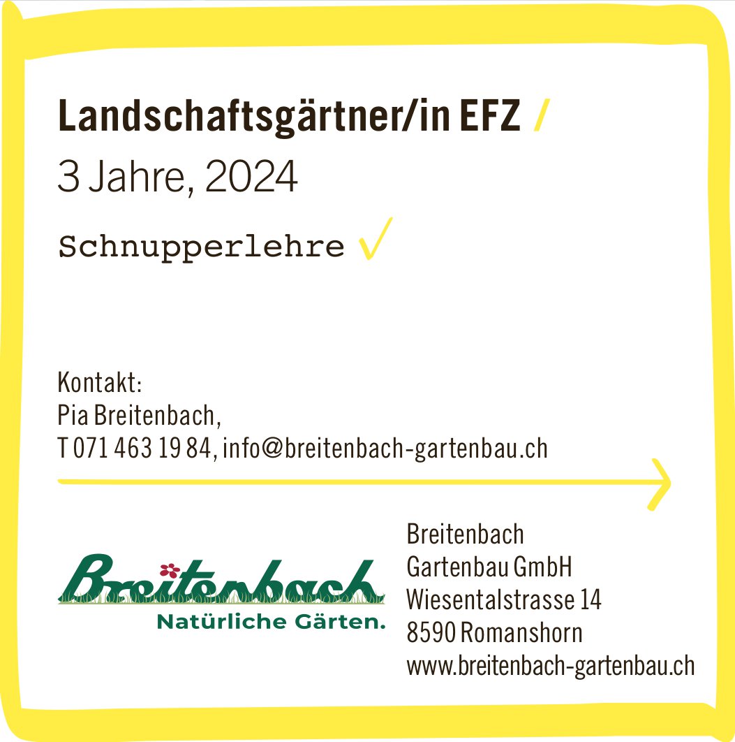 Gartenbau GmbH, Romanshorn - Landschaftsgärtner/in EFZ /