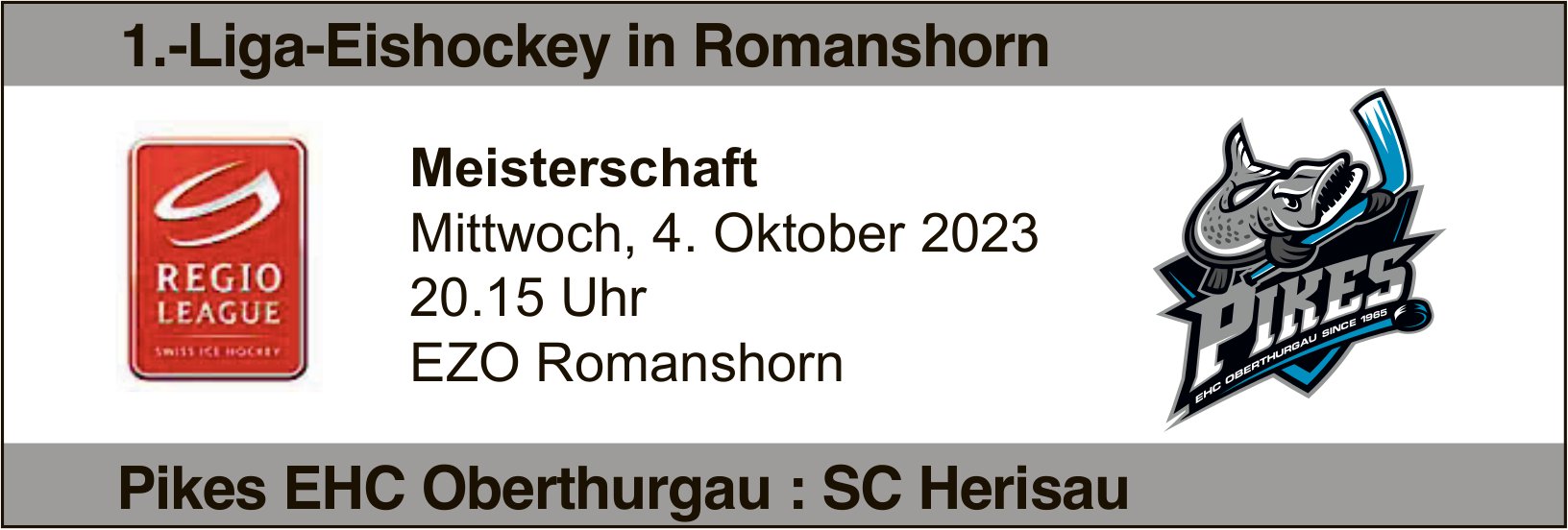 1.-Liga-Eishockey in Romanshorn, 4. Oktober, EZO Romanshorn, Romanshorn