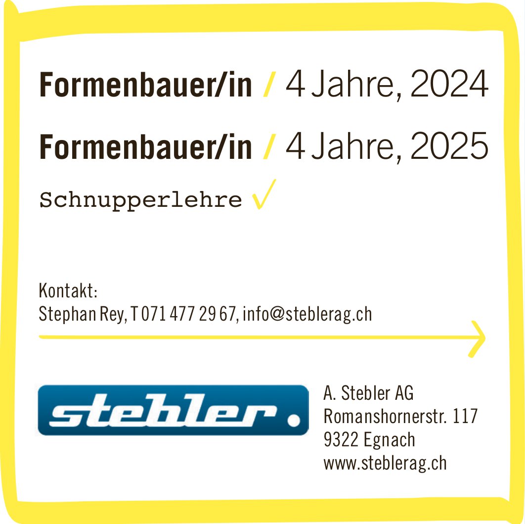 A Stebler AG, Egnach - Formenbauer/in