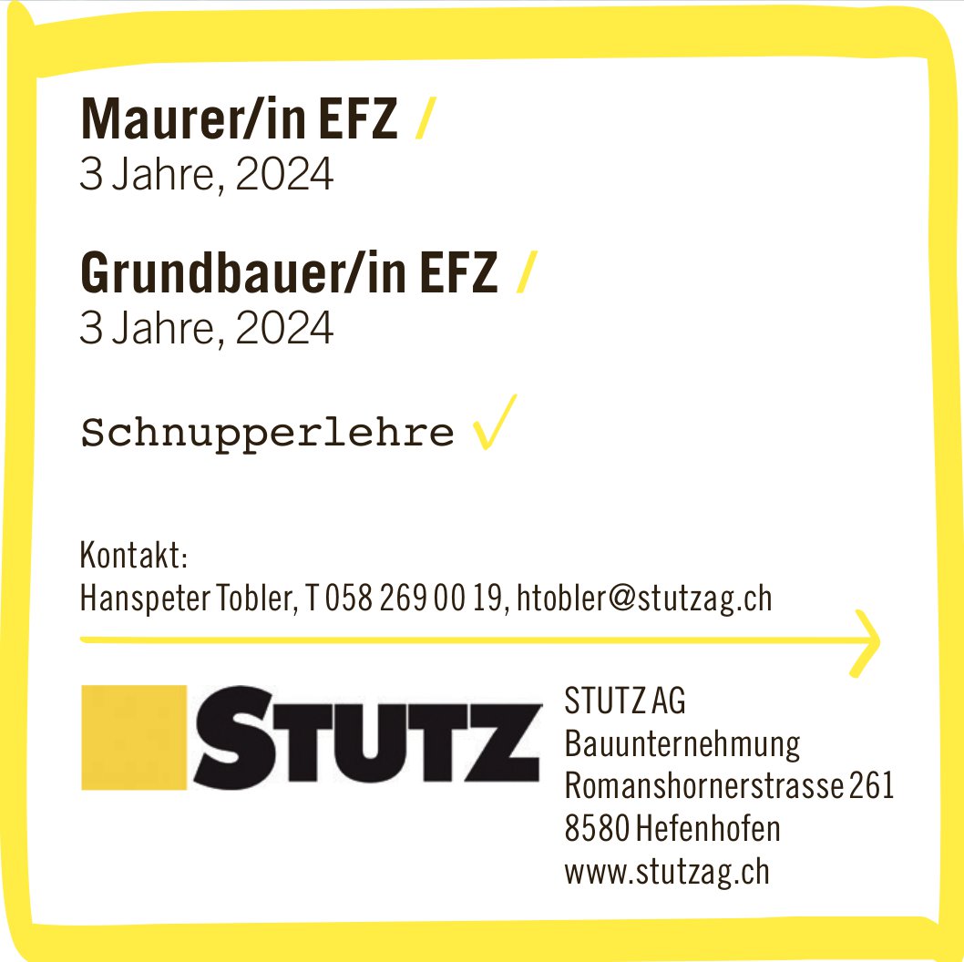 STUTZ AG, Hefenhofen - Maurer/in EFZ /