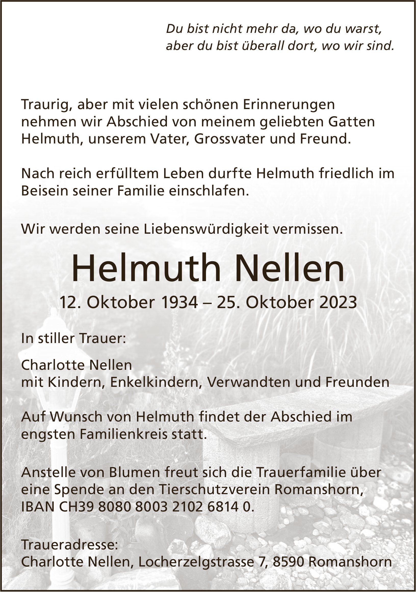 Nellen Helmuth, Oktober 2023 / TA