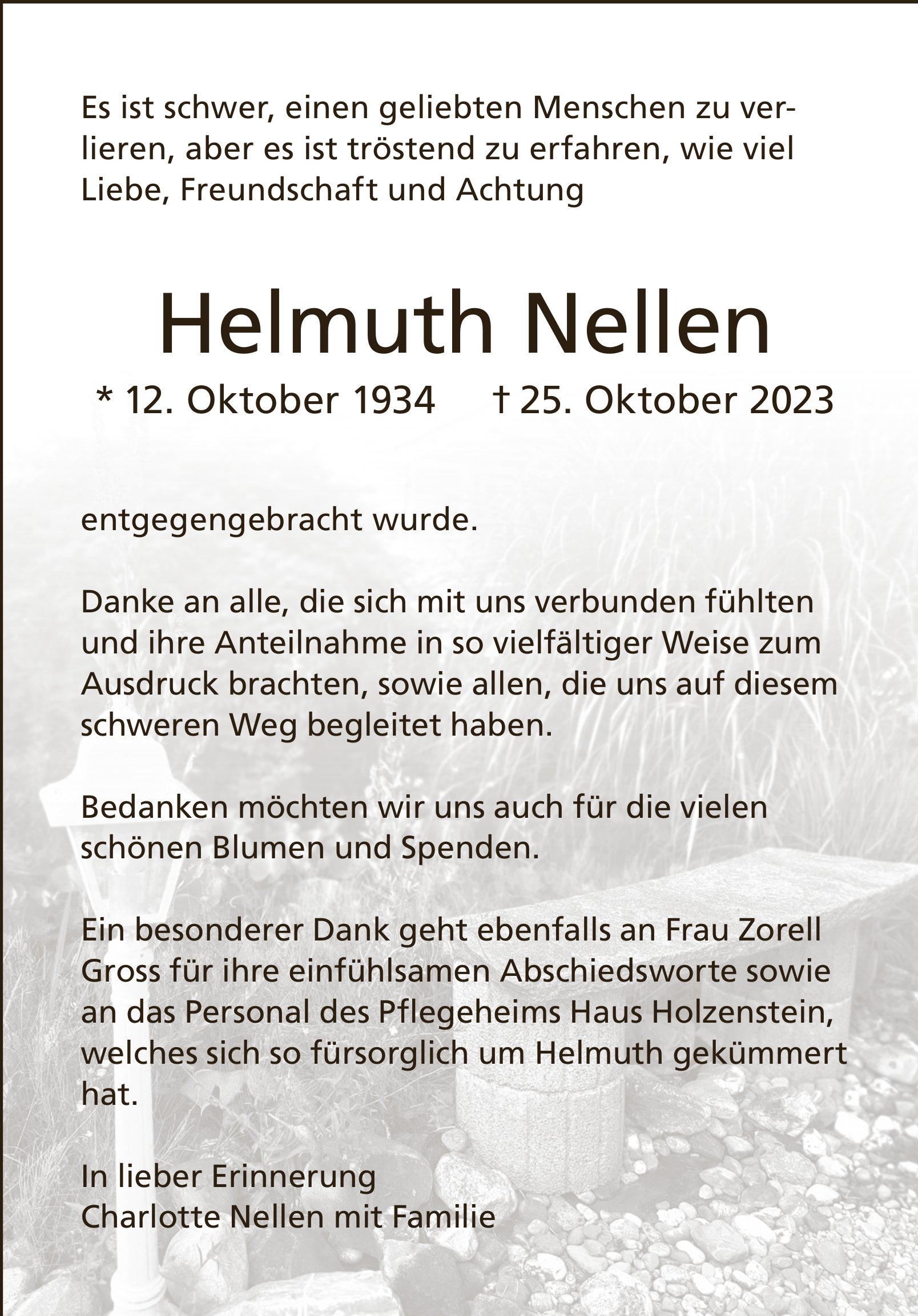 Nellen Helmuth, im Dezember 2023 / DS