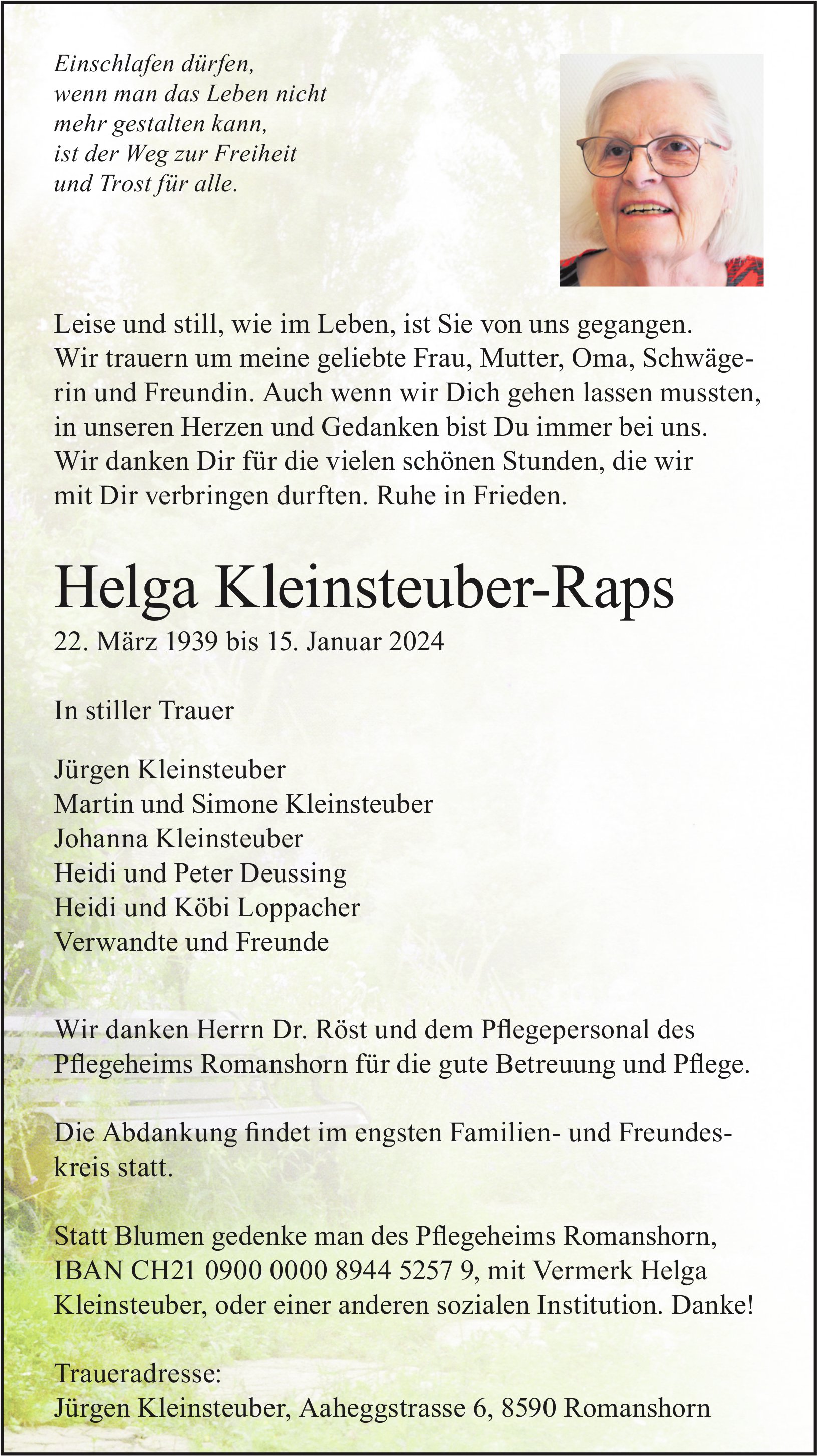 Kleinsteuber-Raps Helga, Januar 2024 / TA
