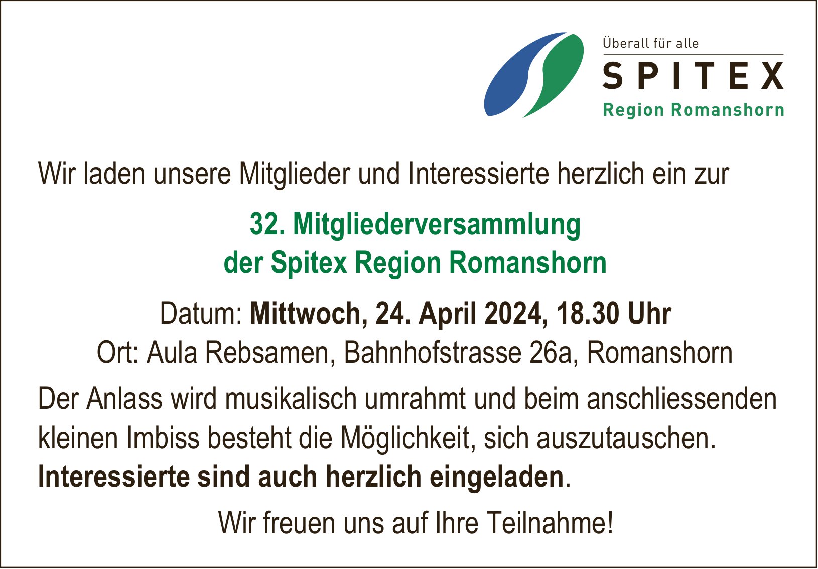 Spitex Region Romanshorn, 32. Mitgliederversammlung Der Spitex Region Romanshorn