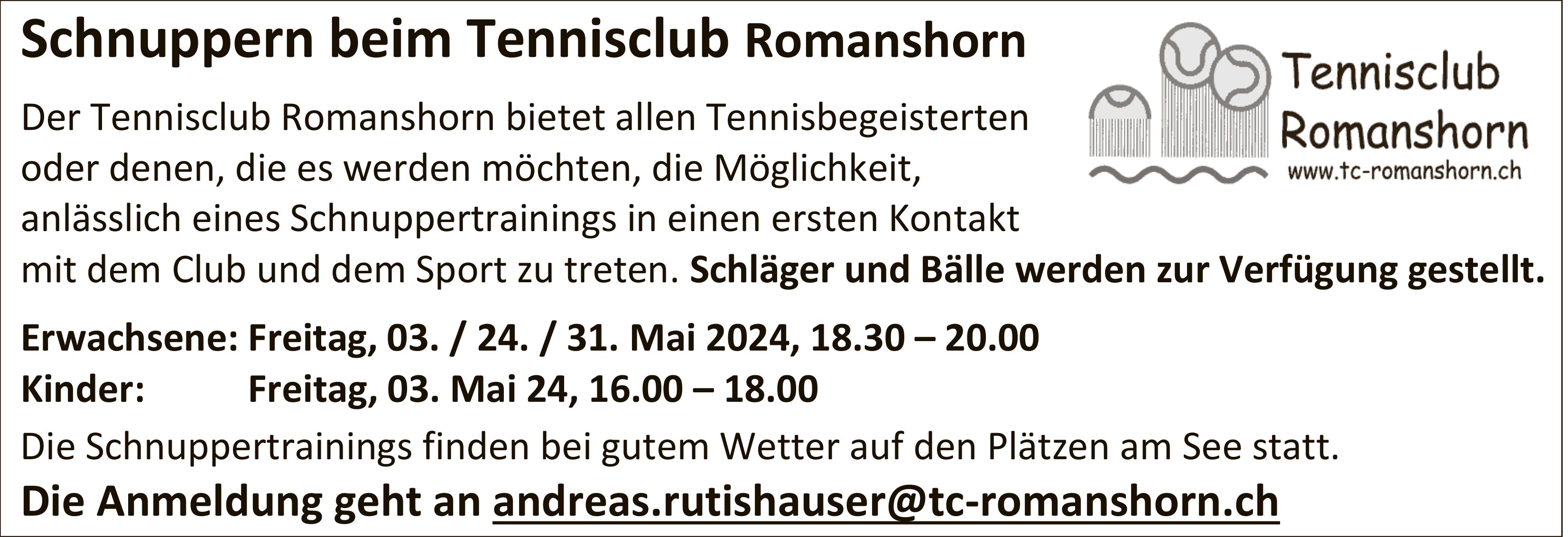 Schnuppern beim Tennisclub Romanshorn