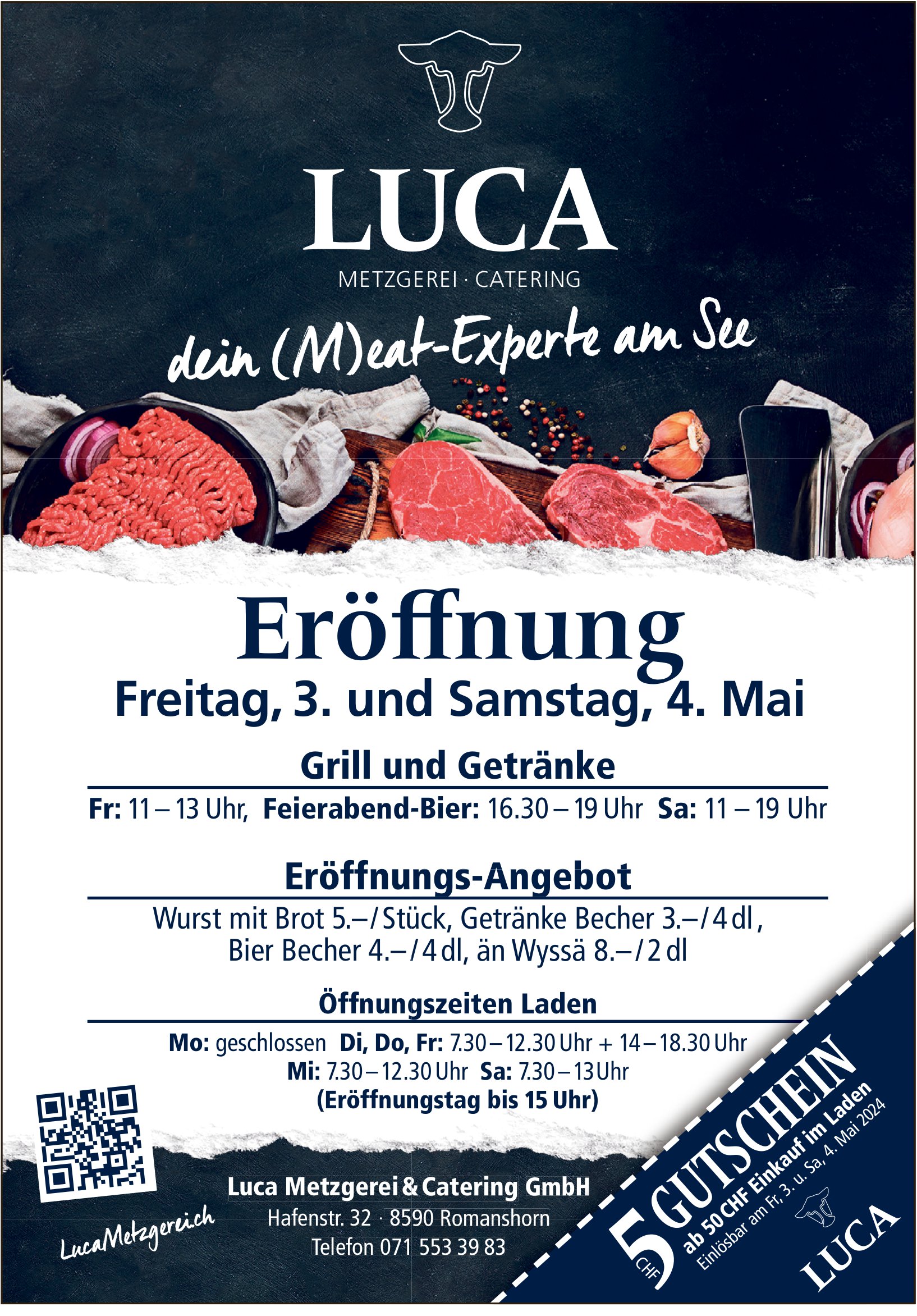 Eröffnung Luca Metzgerei Catering, 3. - 4. Mai, Romanshorn