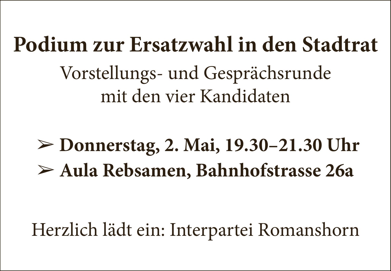 Romanshorn - Podium Zur Ersatzwahl In Den Stadtrat